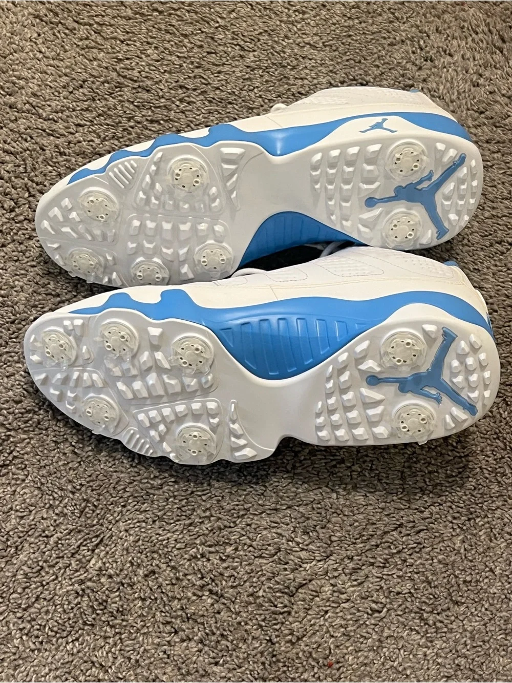 AJ 9 University blue Jordan Men's golf shoes White and Light Blue